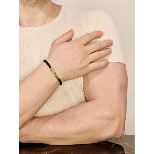 Gümüş Erkek Bileklik, Gold Renk Altın Kaplama Özel Tasarım Erkek Bileklik, Şık Hediye