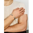 Gümüş Kaplan Başı Erkek Bileklik Mavi Safir Göz Beyaz Taşlı Çelik Bant Kararmaz Gümüş Detaylı Şık Bileklik