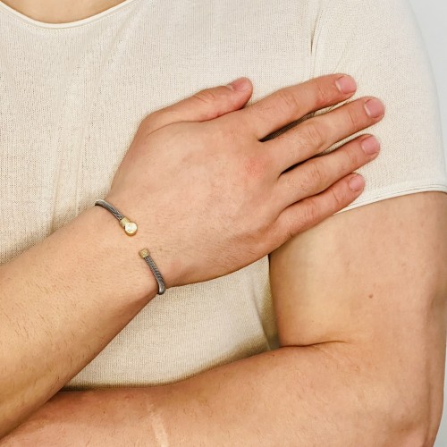 Gümüş Erkek Bileklik 14 Ayar Altın Kaplama,Işıltılı Desenli Kararmaz Çelik Bant