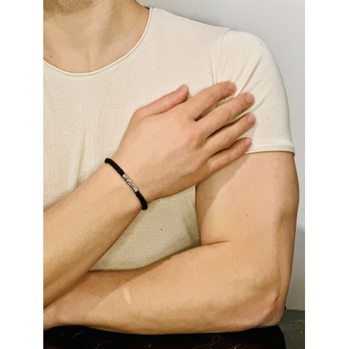 Gümüş Erkek Bileklik, Deri Ip Örme Altın Kaplama Özel Tasarım Bileklik, Şık Hediye