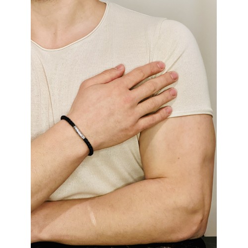 Gümüş Erkek Bileklik, Deri Ip Örme Altın Kaplama Özel Tasarım Bileklik, Şık Hediye