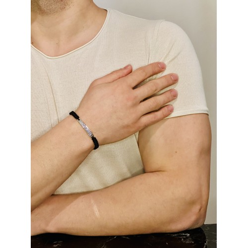 Gümüş Erkek Bileklik, Özel Tasarım Kalem İşlemeli Altın Kaplama Şık ve Anlamlı Hediye