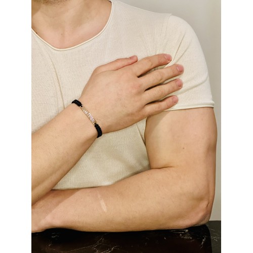 Gümüş Erkek Bileklik, Özel Tasarım Kalem İşlemeli Altın Kaplama Şık ve Anlamlı Hediye