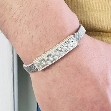 Gümüş Erkek Bileklik,14K Beyaz Altın Kaplama,Şık Hediye