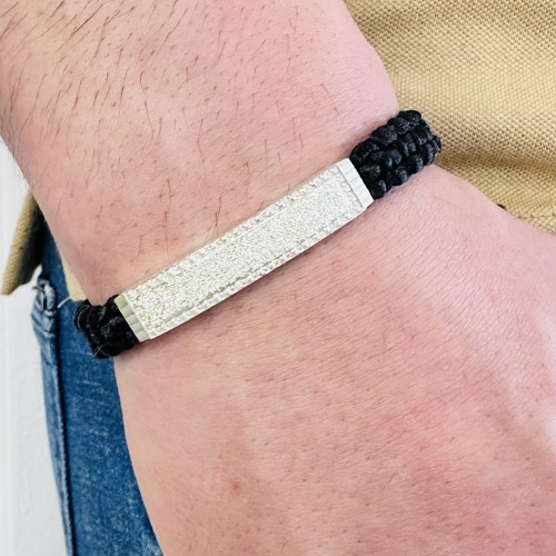  Gümüş Erkek Bileklik,14K Beyaz Altın Kaplama,Sim Desen İsim Yazılabilir,Şık Hediye