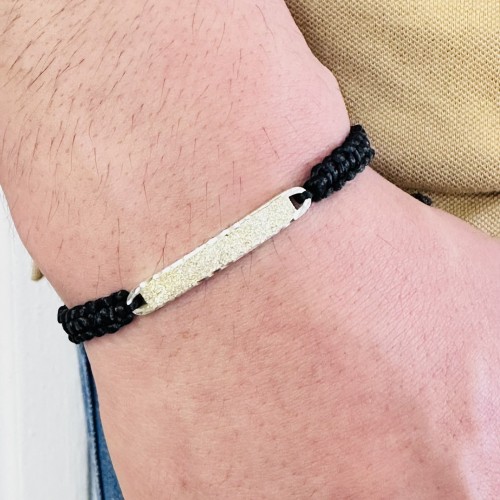 Gümüş Erkek Bileklik,14K Beyaz Altın Kaplama,Sim Desen İsim Yazılabilir,Şık Hediye