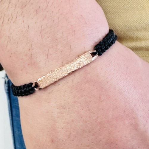  Gümüş Erkek Bileklik 14 Ayar Rose, Altın Kaplama, El Örgüsü Şık ve Yazı Yazılabilir Modern Tasarım